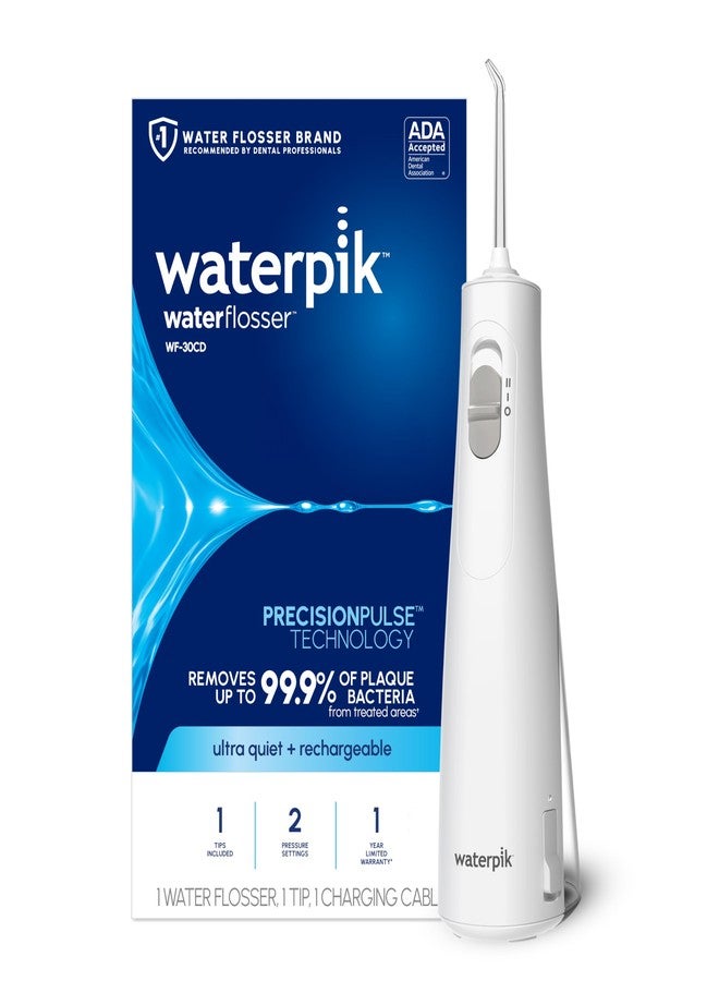 Waterpik Cordless 1100 Rechargeable Portable Water Flosser for Teeth Cleaning and Flossing, Travel, Braces Care, Healthier Gums, Waterproof for Shower, ADA Accepted, WF-30CD White, Packaging May Vary - Image 1