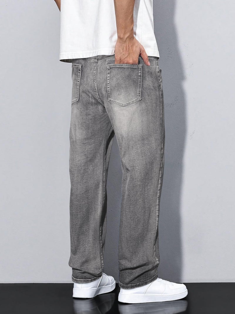 JMIERR Mens Jeans Classic Fit Comfort Flex Jean for Man Stretch Denim Jeans Straight Leg Pants with 5 Pockets, L, Gray - Image 3
