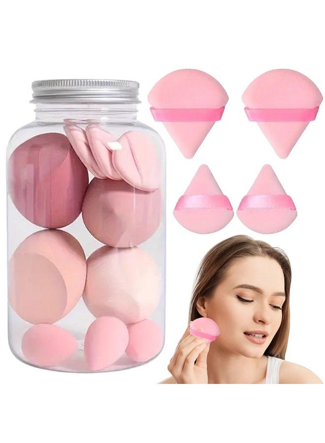Beauenty 14-Piece Makeup Sponge Set- Multi soft color Mini Makeup Sponge, Powder Puff Long Lasting Beauty Sponge Wet & Dry Use for Women ,Pink - Image 1