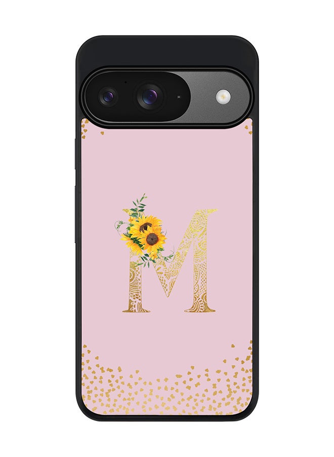 Stylizedd For Google Pixel 9 Case,Slim fit Camera Protection, Shockproof Thin Phone cover - Custom Floral Monogram - M (Pink )  - Image 1