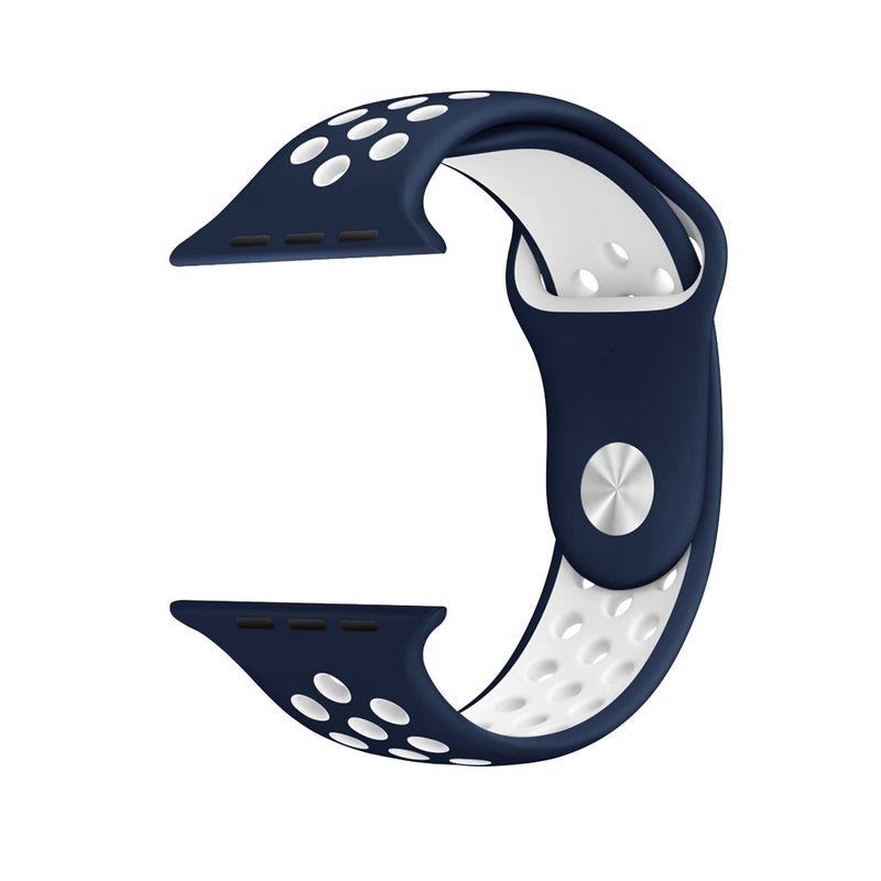 erorex For Apple Watch Ultra 49Mm / Series 8&7 45Mm / Se 2&6&Se&5&4 44Mm / 3&2&1 42Mm Sport Silicone Watch Band Standard Edition(Dark Blue White) - Image 3