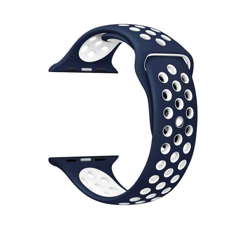 erorex For Apple Watch Ultra 49Mm / Series 8&7 45Mm / Se 2&6&Se&5&4 44Mm / 3&2&1 42Mm Sport Silicone Watch Band Standard Edition(Dark Blue White) - Image 2