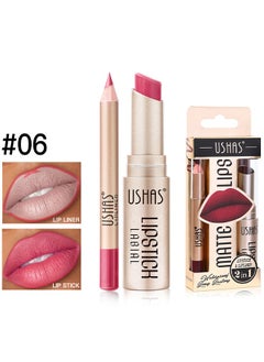 Ushas Matte Lips，2 in 1 Waterproof Lipstick and Lip Liner Combo Set - Long Lasting Matte Lipstick Pen with Liner Set Makeup Kit #S6  - Image 2