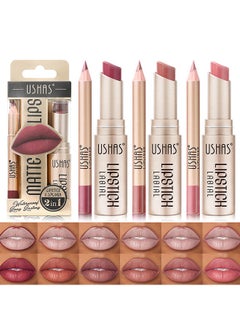 Ushas Matte Lips，2 in 1 Waterproof Lipstick and Lip Liner Combo Set - Long Lasting Matte Lipstick Pen with Liner Set Makeup Kit #S6  - Image 3