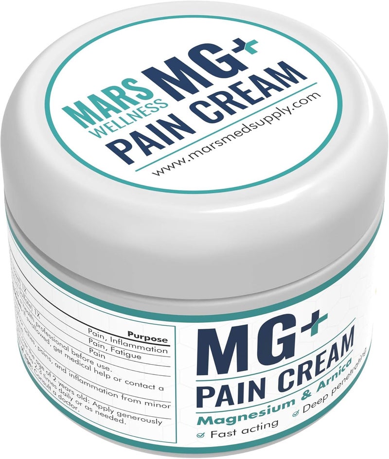 Mars Wellness MG Pain Cream  Extra Strength Magnesium and Arnica Cream  4 OZ Tub  Sore Legs and Joints Leg Cramps Sports and Arthritis Pain Rub  1 Pack - Image 2