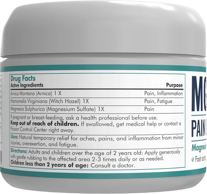 Mars Wellness MG Pain Cream  Extra Strength Magnesium and Arnica Cream  4 OZ Tub  Sore Legs and Joints Leg Cramps Sports and Arthritis Pain Rub  1 Pack - Image 3