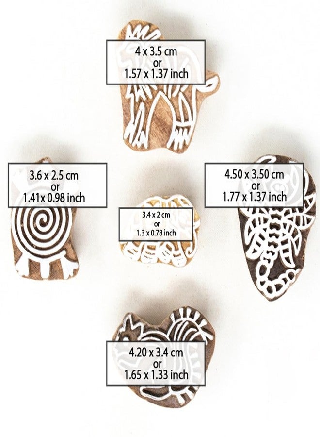 TWOGRAMS Wooden Traditional Design Printing Stamps - Blocks for Printing Saree Border, Dresses, Craft Card Making, Scrapbook, Clay Pottery | Set of 5 | TwoGrams - Image 4