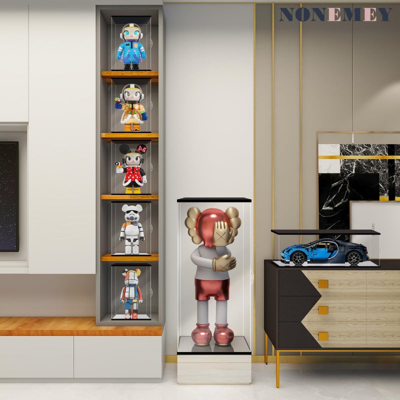 NONEMEY Clear Acrylic Display Case with Remote Control Light for 1000% Bearbrick, Dustproof Model Showcase Organizer Box, Display Case for Collectibles Bearbrick (15.7Ã—12Ã—30inch,40Ã—30Ã—76cm) - Image 4