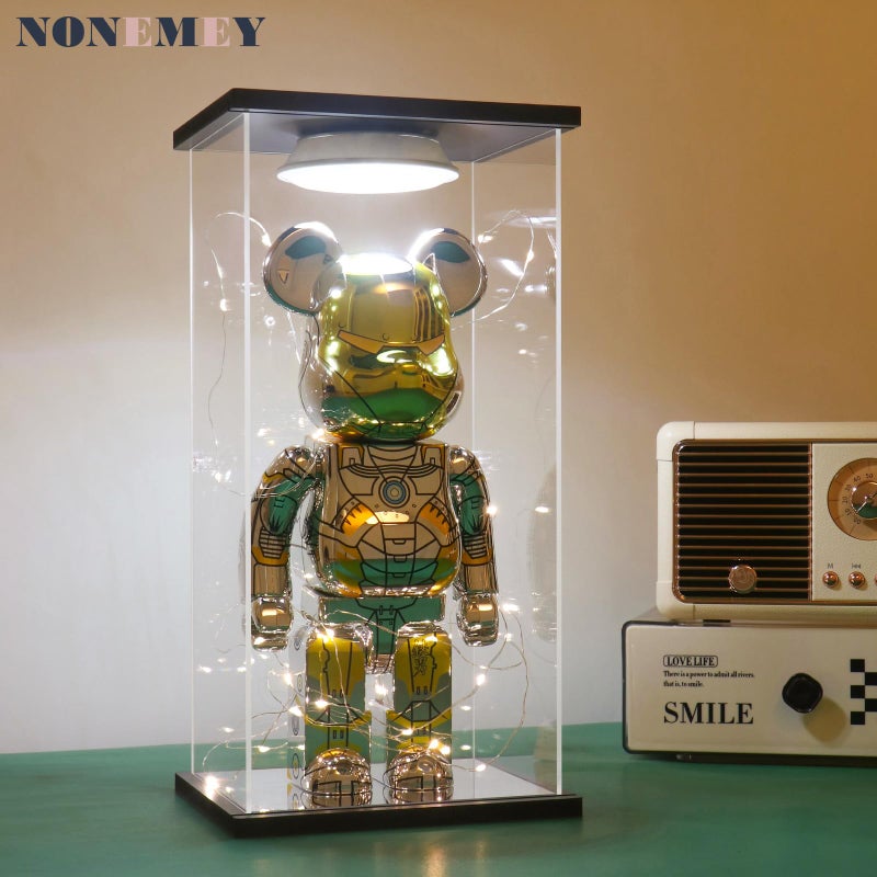 NONEMEY Clear Acrylic Display Case with Remote Control Light for 1000% Bearbrick, Dustproof Model Showcase Organizer Box, Display Case for Collectibles Bearbrick (15.7Ã—12Ã—30inch,40Ã—30Ã—76cm) - Image 2