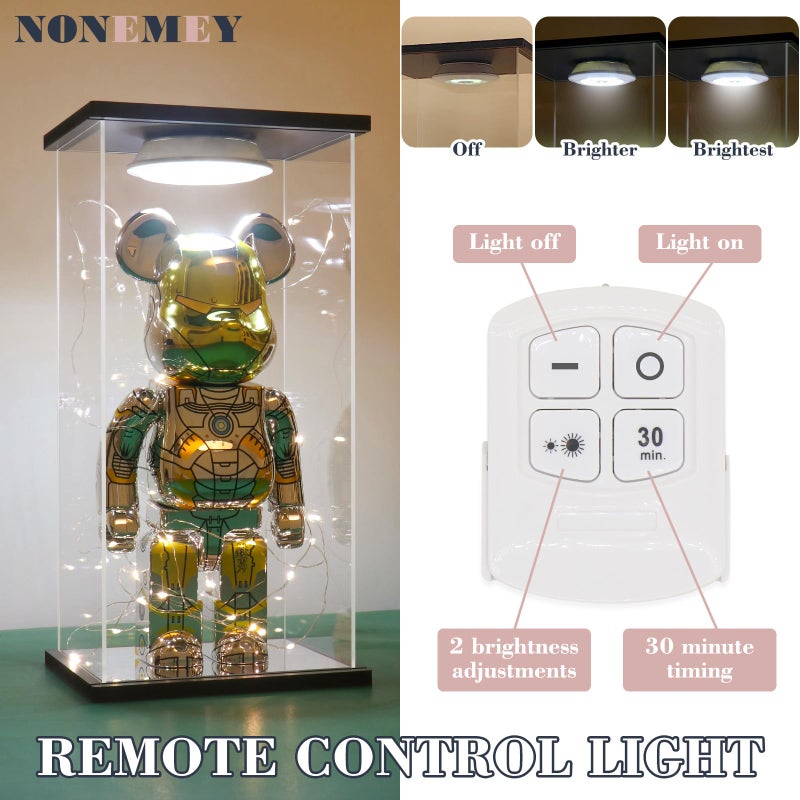 NONEMEY Clear Acrylic Display Case with Remote Control Light for 1000% Bearbrick, Dustproof Model Showcase Organizer Box, Display Case for Collectibles Bearbrick (15.7Ã—12Ã—30inch,40Ã—30Ã—76cm) - Image 3