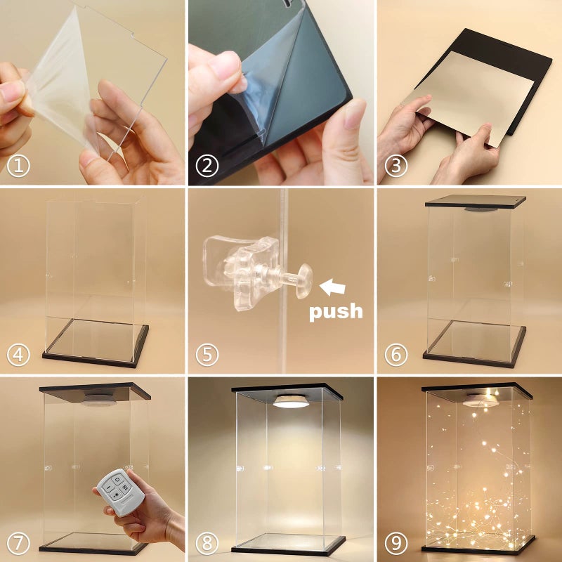 NONEMEY Clear Acrylic Display Case with Remote Control Light for 1000% Bearbrick, Dustproof Model Showcase Organizer Box, Display Case for Collectibles Bearbrick (15.7Ã—12Ã—30inch,40Ã—30Ã—76cm) - Image 5