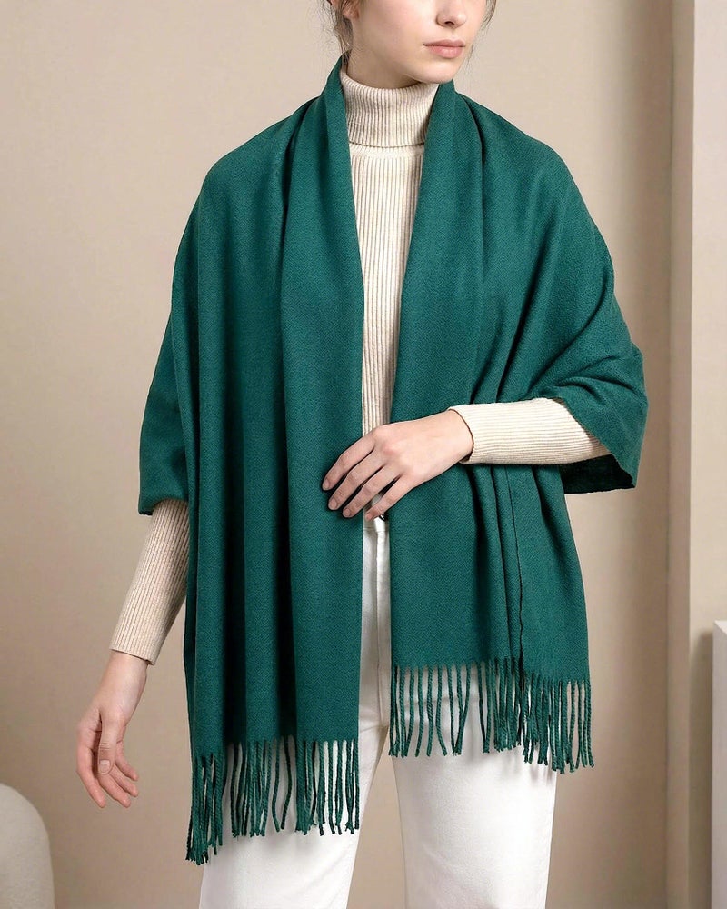 Achillea Warm Cashmere-Feel Winter Scarf for Women â€“ Pashmina Shawl Wrap, Blanket Scarf for Daily Wear, Travel & Cold Weather (Dark Green) - Image 2