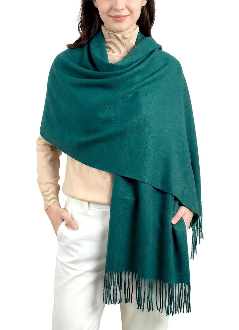 Achillea Warm Cashmere-Feel Winter Scarf for Women â€“ Pashmina Shawl Wrap, Blanket Scarf for Daily Wear, Travel & Cold Weather (Dark Green) - Image 1