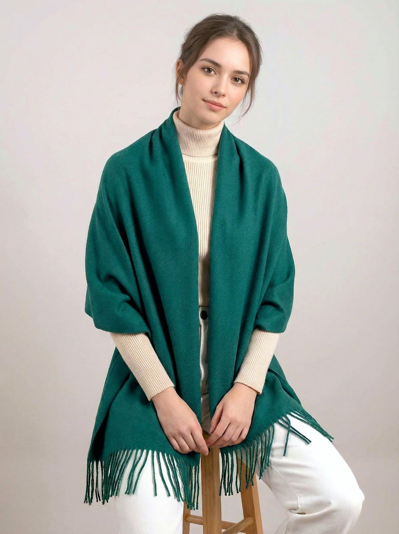 Achillea Warm Cashmere-Feel Winter Scarf for Women â€“ Pashmina Shawl Wrap, Blanket Scarf for Daily Wear, Travel & Cold Weather (Dark Green) - Image 3