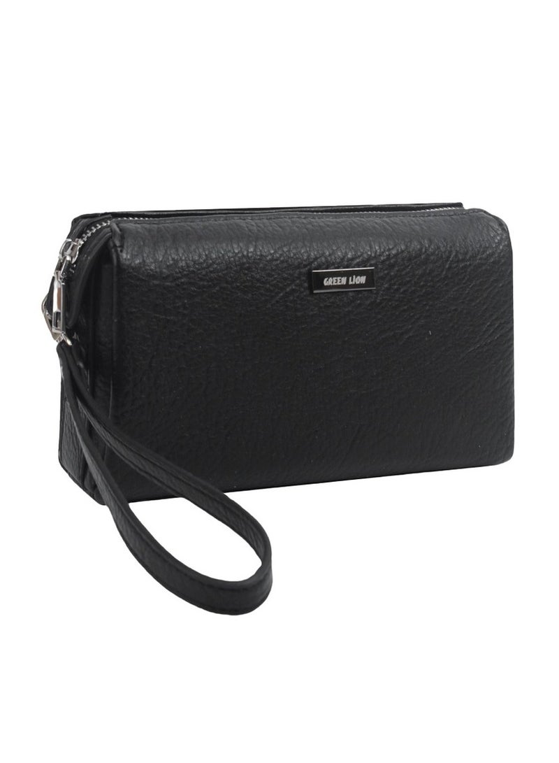 GREEN LION Marly Clutch Bag / Casual and Formal / Water Resistant / PU Leather / Fit for Accessories / Easy to Handle / Big Capacity / Multi Pockets / Delicate Texture - Black - Image 1