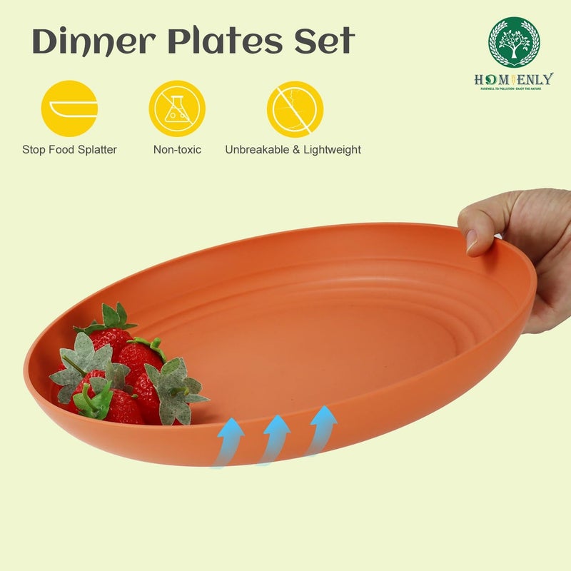Homienly Deep Dinner Plates Set of 8 Alternative for Plastic Microwave and Dishwasher Safe Wheat Straw Kitchen Unbreakable Kids with 4 Colors Colorful 11 inch Deep plates8 - Image 3