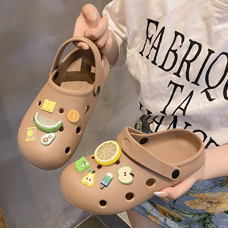 Croc Shoes Women'S Summer Internet Celebrity Trbottomy Sandals And Half Slippers Women'S Outdoor Wear Soft Bottom Beach Baotou - Image 1