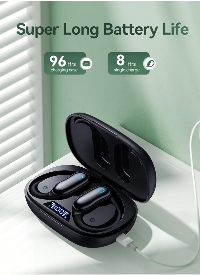 X-level Bluetooth Headphones,96hrs Playback Wireless Earbuds,IPX7 Waterproof Stereo Bass Over-Ear Earphones with Earhooks Microphone LED Battery Display for Sports/Workout/Gym/Running Black  - Image 3
