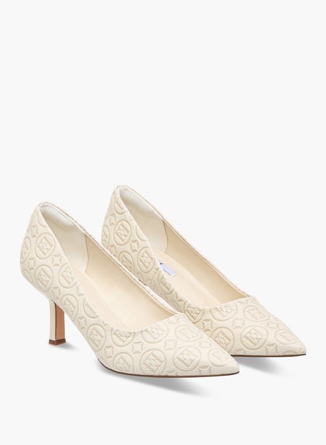 ELLE Women's Logo Detail Pointed Toe Pumps with Stiletto Heels  - Image 1