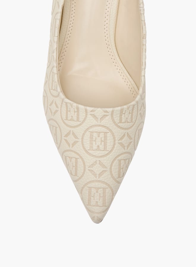 ELLE Women's Logo Detail Pointed Toe Pumps with Stiletto Heels  - Image 4