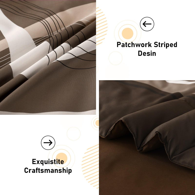 Anibedding Boho Comforter Set,8 Pieces Bed in a Bag Patchwork Striped Comforter Set,Brown Bed Set Queen Size, Soft Microfiber Boho Bedding Set for All Season(90"Ã—90") - Image 5