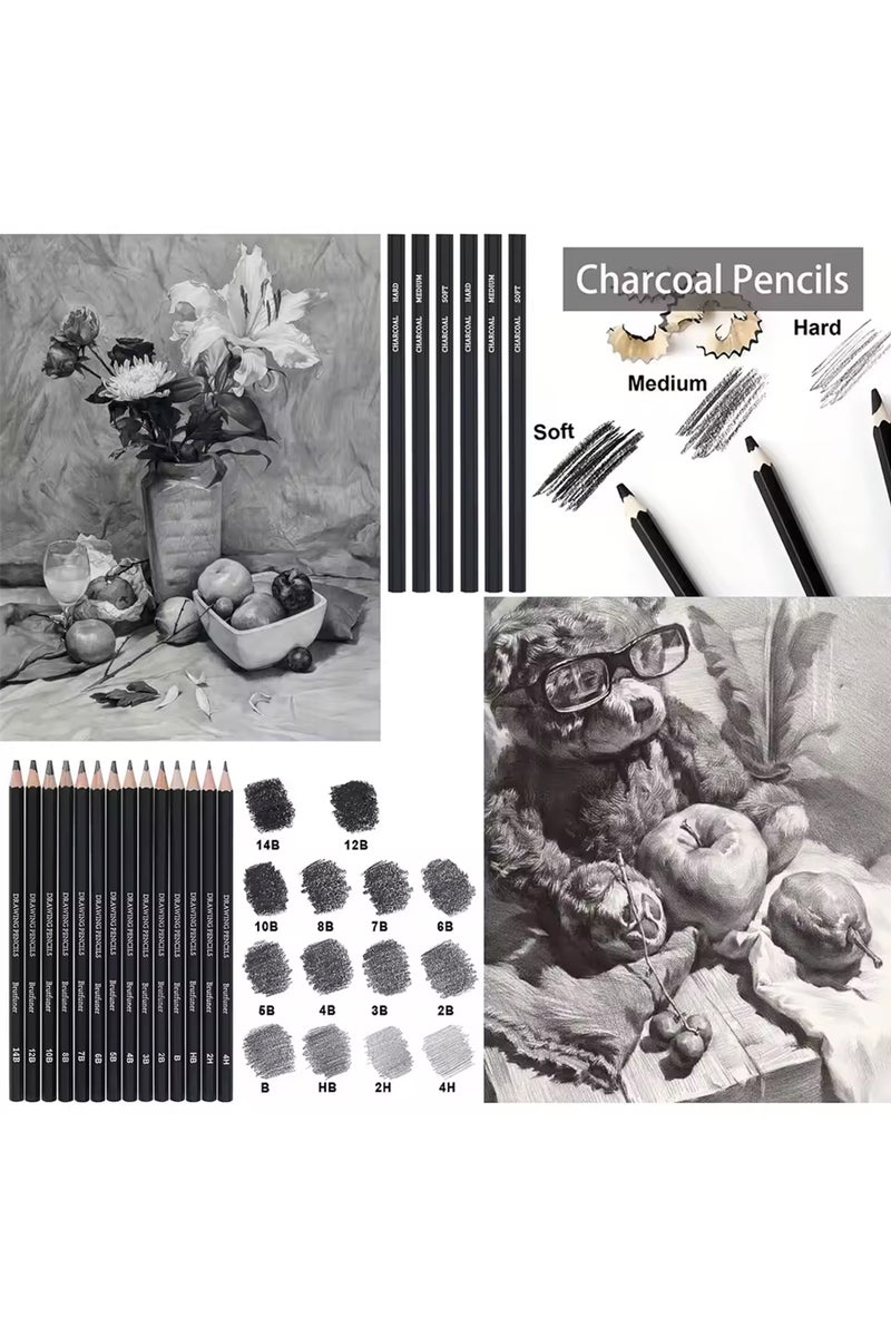 إيروريكس مجموعة أقلام رسم مكونة من 29 قطعة، أقلام رصاص للرسم، أقلام فحم محمولة، أقلام رسم - Image 4