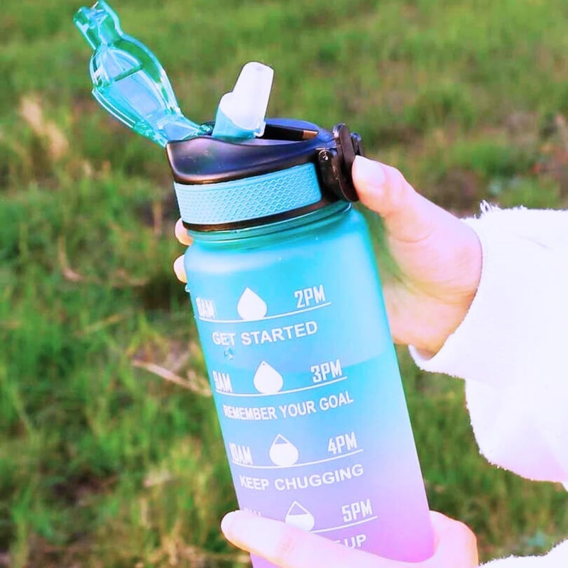 CVM ENTERPRISE Water Bottle 1 Litre with Motivational Time Marker Leakproof Durable Water bottle for office Water bottle for gym Outdoor Water Bottle Blue - Image 5