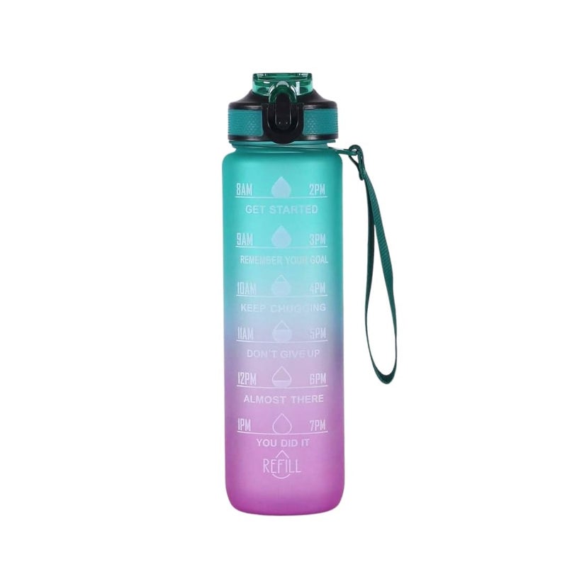 CVM ENTERPRISE Water Bottle 1 Litre with Motivational Time Marker Leakproof Durable Water bottle for office Water bottle for gym Outdoor Water Bottle Blue - Image 1