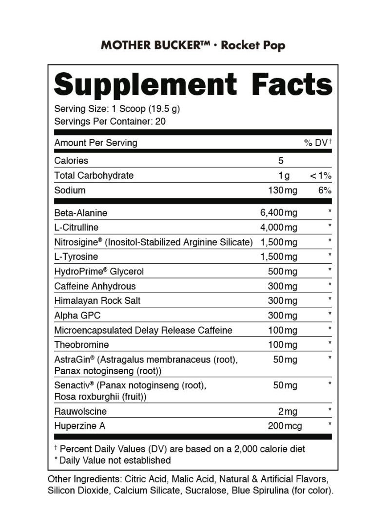 Bucked Up Mother Bucker Pre-Workout 390grams Rocket Pop  - Image 5