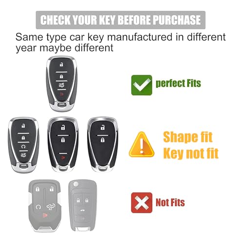 Gematay for Chevy Key Fob Cover Compatible with Chevrolet 2016-2020 Chevy Malibu Camaro Cruze Traverse Spark Equinox Blazer Volt Bolt 4 Buttons - Image 2