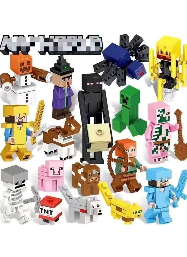 My World 16-piece Mini Block Decoration Set - Pixel Game Toy Decoration Ornaments - Educational Building Block Ornaments for Everyone Living Room TV Cabinet Hanging Ornaments Children's Room Decoration Space Theme Birthday Gift (Multi-color)  - Image 5