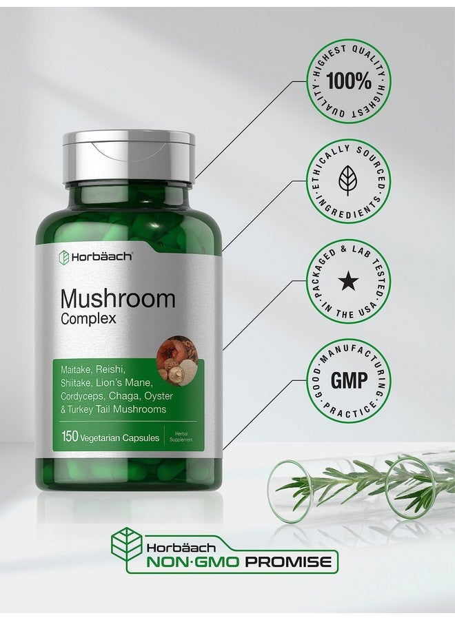 Horbäach Mushroom Complex Capsules | 150 Count | Non-GMO & Gluten Free Supplement | Reishi, Chaga, Lions Mane, Cordyceps, Maitake, Shiitake, Oyster and Turkey - Image 5