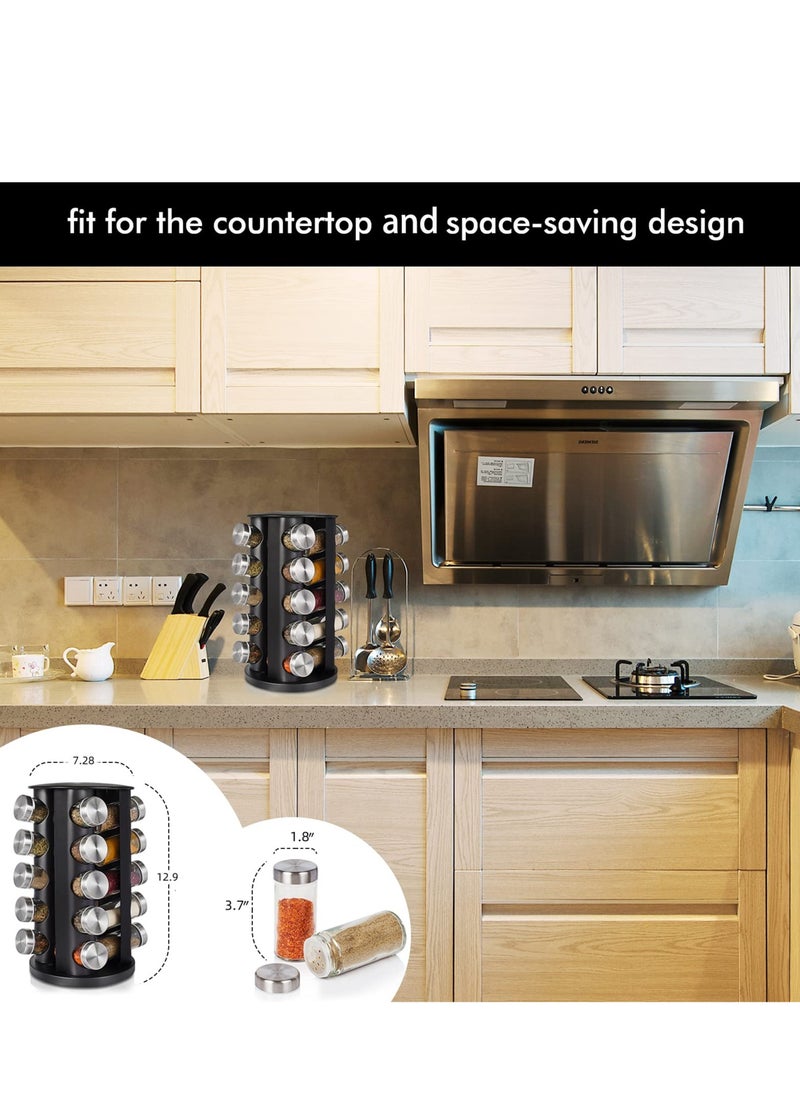 XICEN Spice Jar Set with 20 Spice Jars 360 Degree Rotation Spice Rack,18.5x18.5x33centimeter  - Image 4