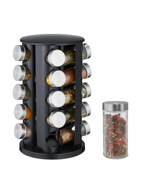 Spice Jar Set with 20 Spice Jars 360 Degree Rotation Spice Rack,18.5x18.5x33centimeter