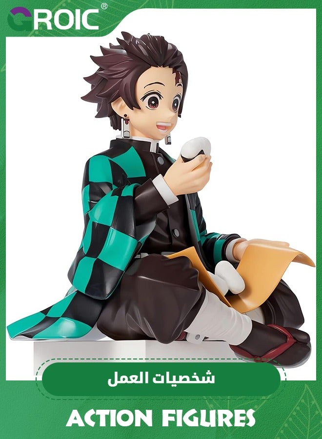 GROIC Demon Slayer - Onigiri Tanjiro, Kamado Tanjirou Figure Ghost Slayer Figure Eat Rice Balls Series Action Figure Toys Desktop Decoration Gift Anime Fan Collection(Onigiri Tanjiro) - Image 4