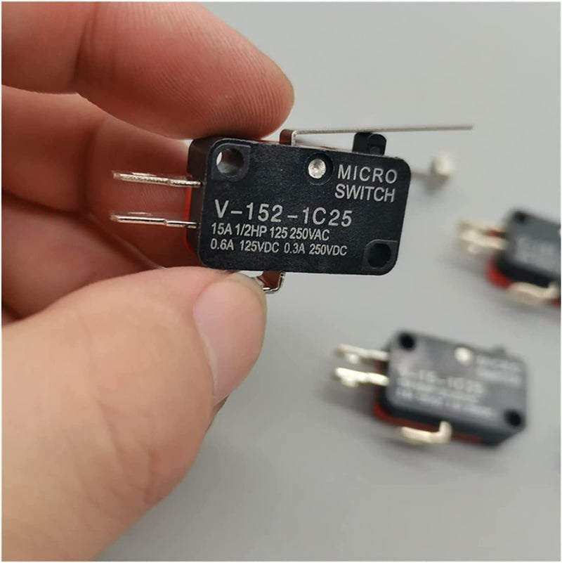 V 15 1c25 مفتاح حد مايكرو 5 قطع ذراع رافعة بكرة مقبض طويل إعادة ضبط ذاتي - Image 4