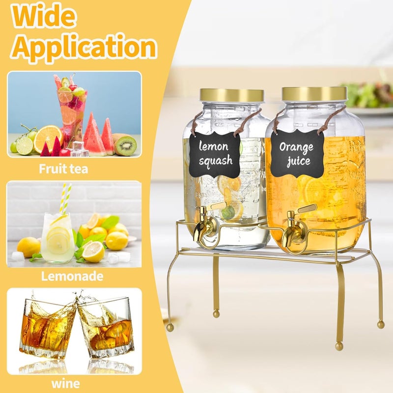 Edycur 1 Gallon Glass Drink Dispenser Set of 2 – Drink Dispensers for Parties, Beverage Dispenser with Stand & 100% Leakproof Spigot, Ideal for Lemonade, Juice, Iced Tea, Laundry Detergent Dispenser - Image 5