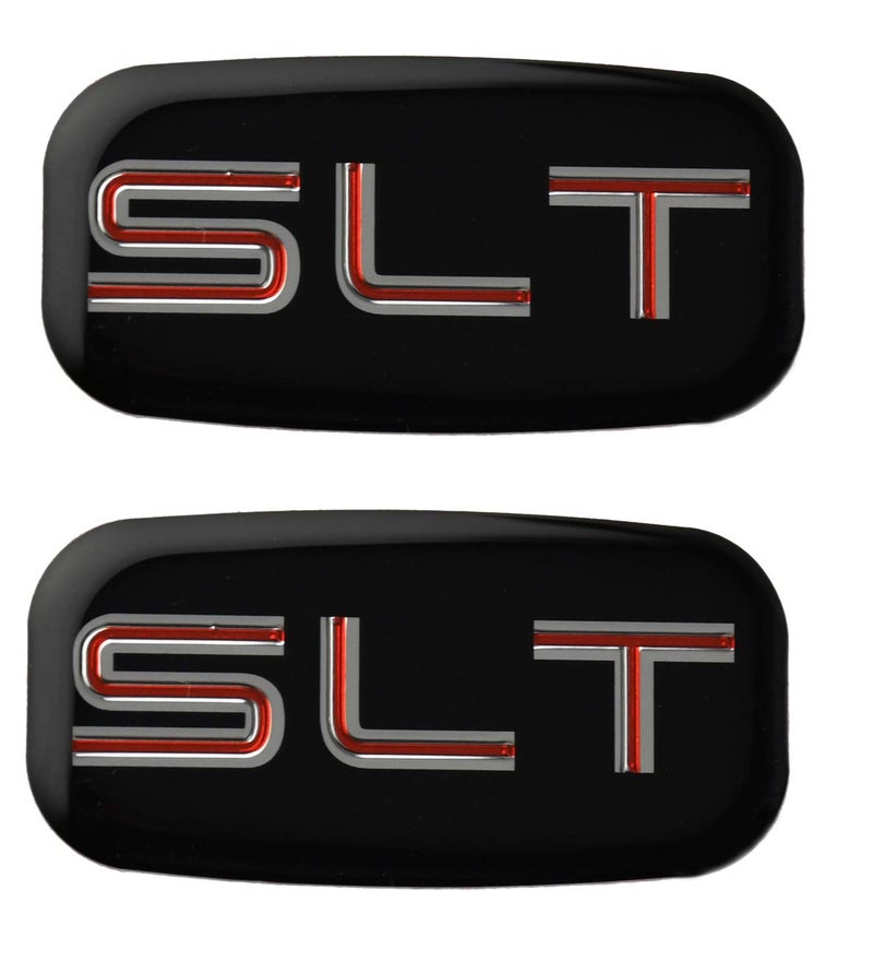 CDD 2X SLT Cab Emblems 3D Sticker Nameplate Letter Logo Roof Pillar Replacement for 02-07 Yukon Suburban Sierra 03 06 (Chrome/Red) - Image 1