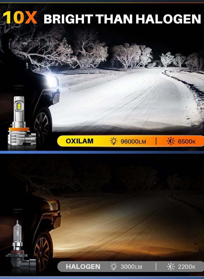 OXILAM H11 9005 Light Bulbs Combo, 96000LM 1000% Brighter 6500K Cool White Light, H11-H9-H8 9005-HB3 Fog Light DRL Replacement 1:1 Size, Wireless Design, IP68 Waterproof, Pack of 4 - Image 3