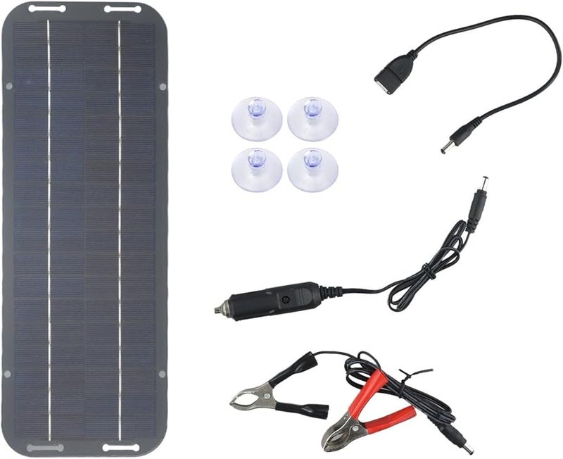 12V Solar Panel Kit IP65 Waterproof Portable Battery Charger for Car RV Boat Motorcycle Black - Image 4