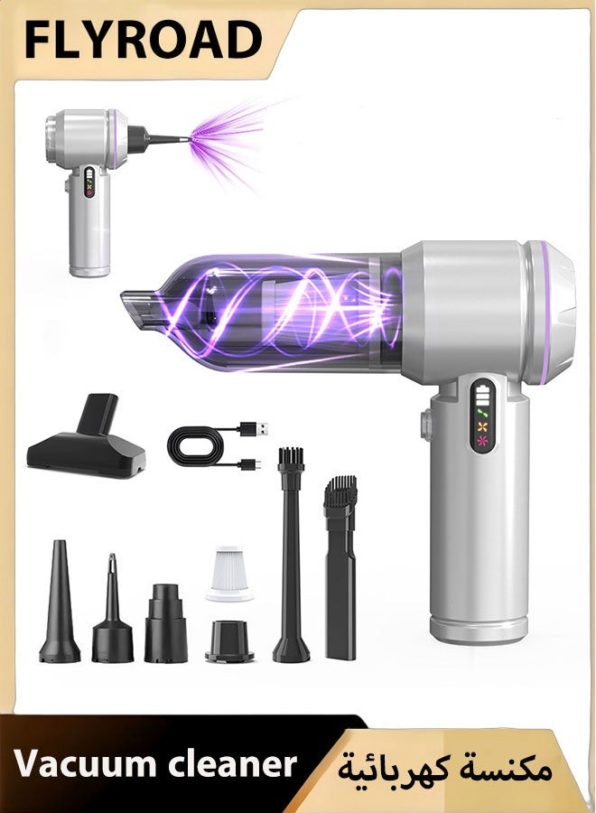 فلاي رود مكنسة كهربائية للسيارة عالية الطاقة - مكنسة كهربائية محمولة للسيارة بقوة 16000 باسكال، 4 في 1، منفضة هواء مضغوط ومنفاخ هواء ومضخة، مكنسة يدوية لاسلكية بمحرك بدون فرشاة للسيارات والمنزل والمكتب - Image 1