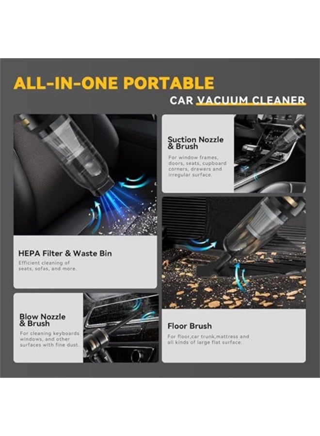 فلاي رود مكنسة كهربائية للسيارة عالية الطاقة - مكنسة كهربائية محمولة للسيارة بقوة 16000 باسكال، 4 في 1، منفضة هواء مضغوط ومنفاخ هواء ومضخة، مكنسة يدوية لاسلكية بمحرك بدون فرشاة للسيارات والمنزل والمكتب - Image 5