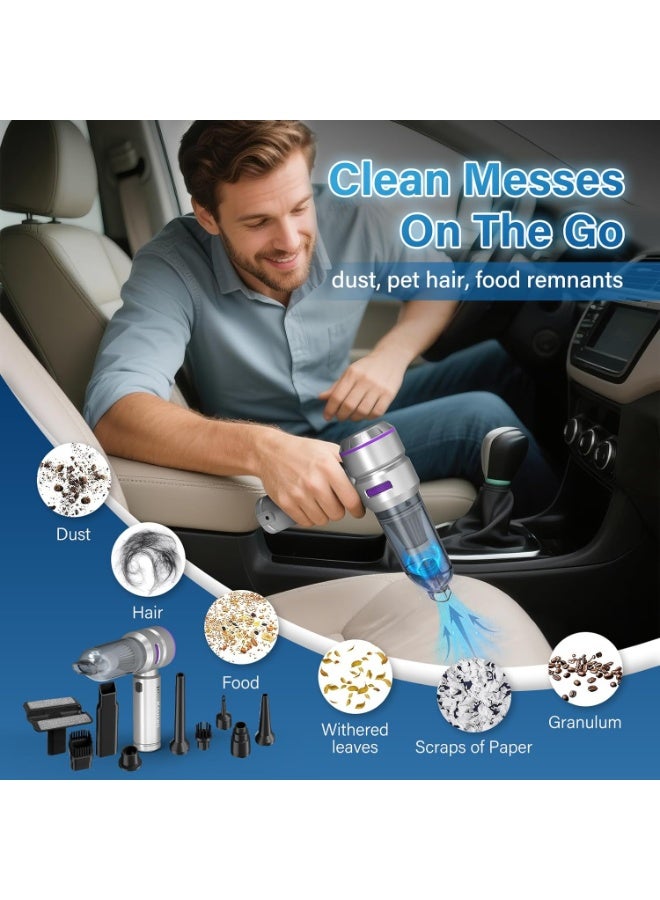 فلاي رود مكنسة كهربائية للسيارة عالية الطاقة - مكنسة كهربائية محمولة للسيارة بقوة 16000 باسكال، 4 في 1، منفضة هواء مضغوط ومنفاخ هواء ومضخة، مكنسة يدوية لاسلكية بمحرك بدون فرشاة للسيارات والمنزل والمكتب - Image 3