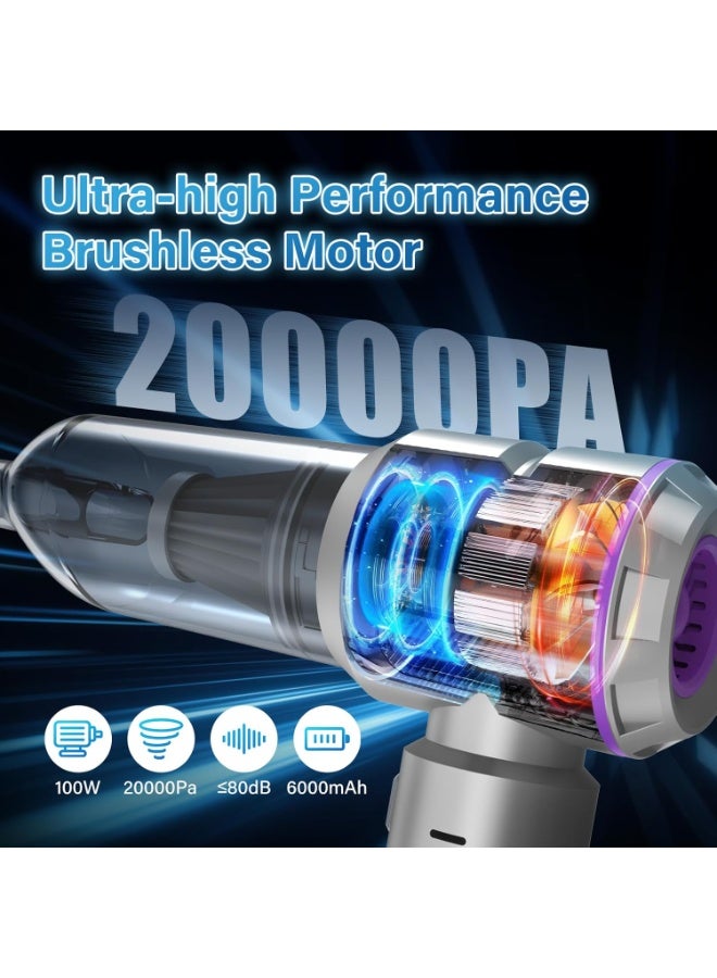 فلاي رود مكنسة كهربائية للسيارة عالية الطاقة - مكنسة كهربائية محمولة للسيارة بقوة 16000 باسكال، 4 في 1، منفضة هواء مضغوط ومنفاخ هواء ومضخة، مكنسة يدوية لاسلكية بمحرك بدون فرشاة للسيارات والمنزل والمكتب - Image 2