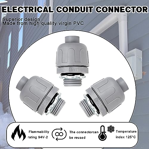 Wocloer (100 Pack) 1/2 inch Liquid Tight Connector PVC Flexible Conduit Connector,Straight 180 Degree UL Listed Liquid Tight Connector, Non-Metallic Electrical Conduit Fittings - Image 5