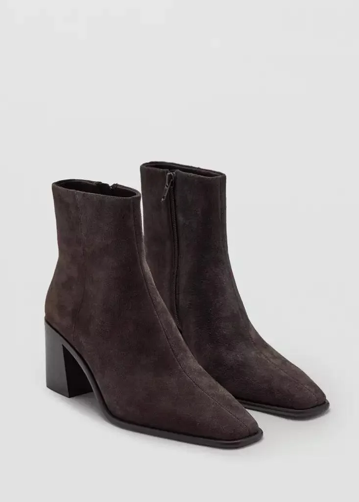 Mango Suede Block-Heel Boots