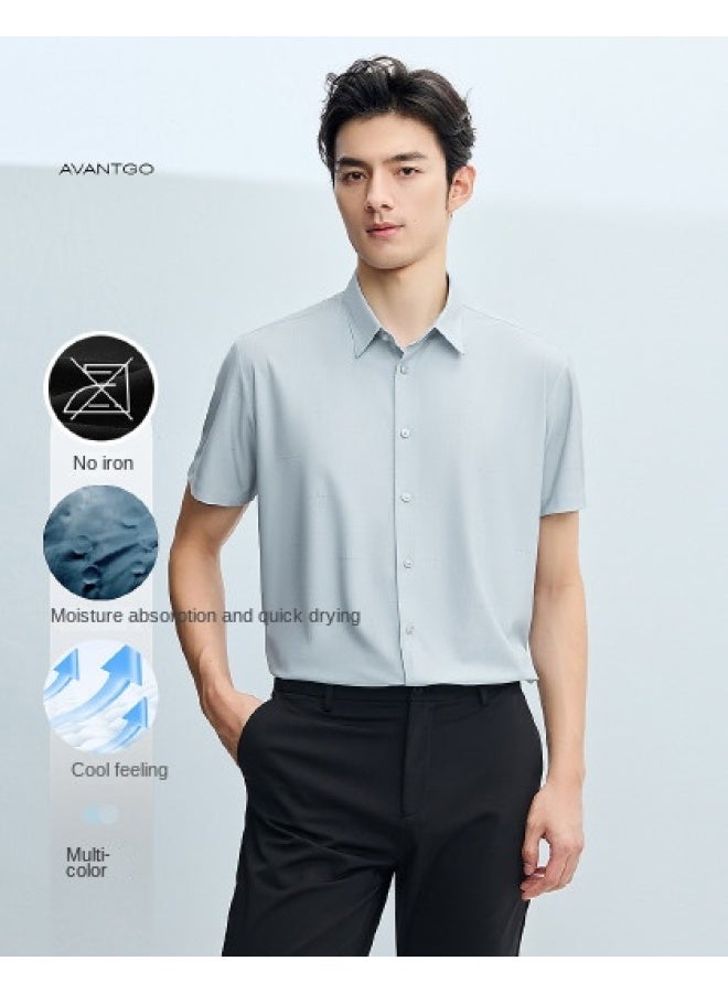 HLA Moisture-wicking & Quick-drying】25 Summer Light Business Breathable Non-iron Commuter Men's Short-sleeved Shirt - Image 1