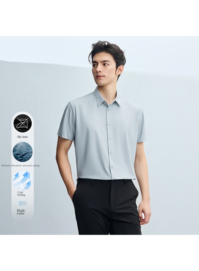 HLA Moisture-wicking & Quick-drying】25 Summer Light Business Breathable Non-iron Commuter Men's Short-sleeved Shirt - Image 3