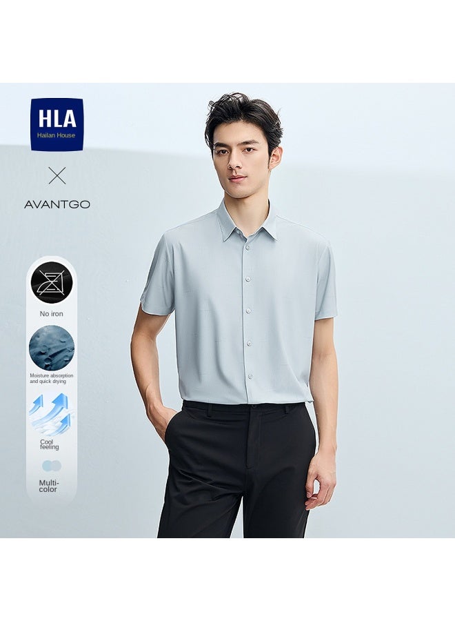 HLA Moisture-wicking & Quick-drying】25 Summer Light Business Breathable Non-iron Commuter Men's Short-sleeved Shirt - Image 2