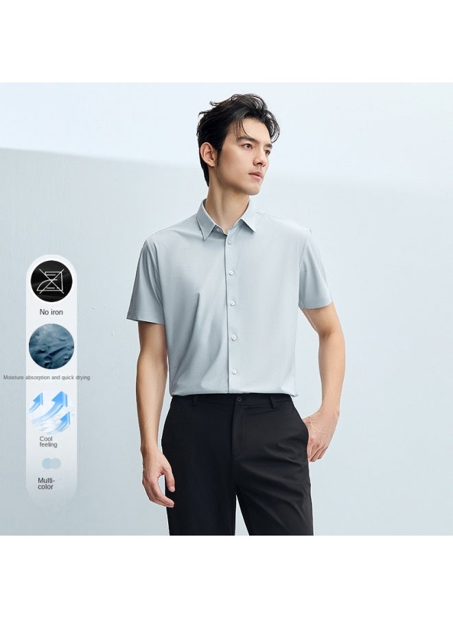 HLA Moisture-wicking & Quick-drying】25 Summer Light Business Breathable Non-iron Commuter Men's Short-sleeved Shirt - Image 4